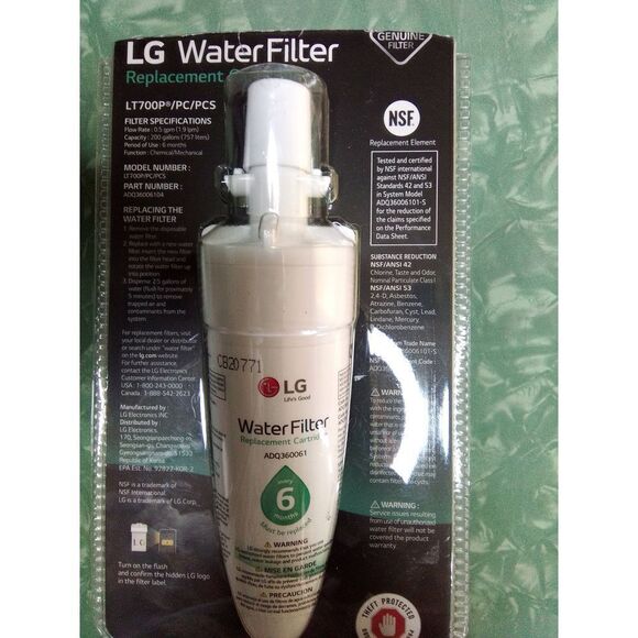 New Open Box Genuine LG LT700P/PC/PCS ADQ36006104 Water Filter Replacement Cartr - Picture 1 of 1